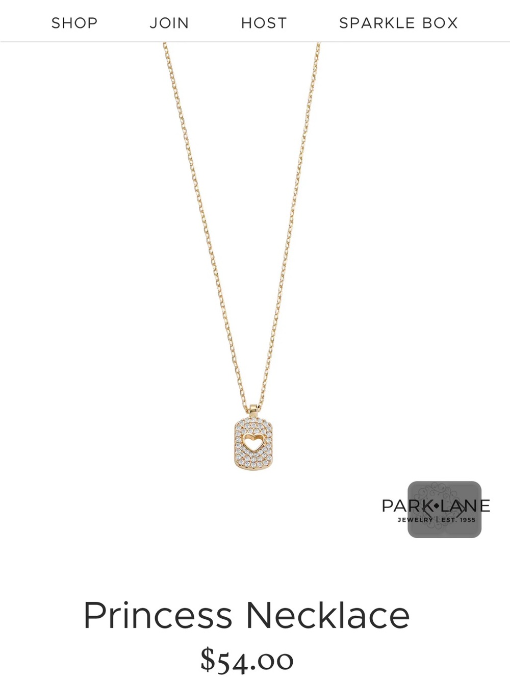Park Lane Gold Princess Pendant Necklace